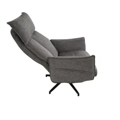 POLTRONA GIREVOLE CON RELAX MANUALE E POUF IN TESSUTO GRIGIO: vendita online POLTRONA GIREVOLE CON RELAX MANUALE E POUF IN TESSUTO GRIGIO in offerta