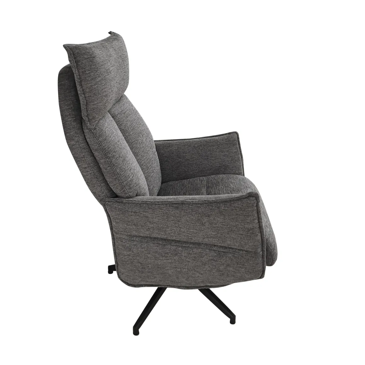 POLTRONA GIREVOLE CON RELAX MANUALE E POUF IN TESSUTO GRIGIO: vendita online POLTRONA GIREVOLE CON RELAX MANUALE E POUF IN TESSUTO GRIGIO in offerta