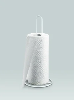 PORTA ROTOLO CARTA DA CUCINA ROLLY IN FERRO BIANCO 14X32CM