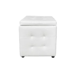 POUF CONTENITORE CM 44X44 H. 45 IN ECOPELLE BIANCO : vendita online POUF CONTENITORE CM 44X44 H. 45 IN ECOPELLE BIANCO in offerta