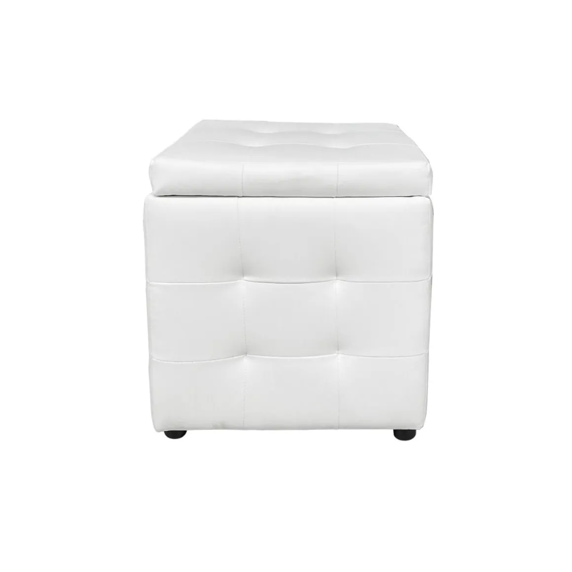 POUF CONTENITORE CM 44X44 H. 45 IN ECOPELLE BIANCO : vendita online POUF CONTENITORE CM 44X44 H. 45 IN ECOPELLE BIANCO in offerta