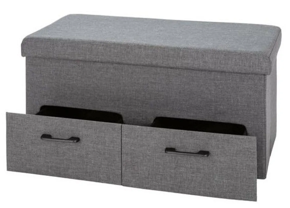 POUFF CONTENITORE PIEGHEVOLE CM 78X40 H. 40 IN TESSUTO GRIGIO: vendita online POUFF CONTENITORE PIEGHEVOLE CM 78X40 H. 40 IN TESSUTO GRIGIO in offerta
