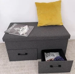 POUFF CONTENITORE PIEGHEVOLE CM 78X40 H. 40 IN TESSUTO GRIGIO: vendita online POUFF CONTENITORE PIEGHEVOLE CM 78X40 H. 40 IN TESSUTO GRIGIO in offerta