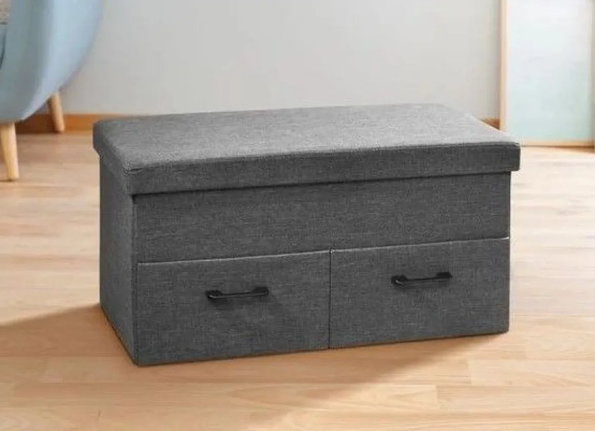 POUFF CONTENITORE PIEGHEVOLE CM 78X40 H. 40 IN TESSUTO GRIGIO: vendita online POUFF CONTENITORE PIEGHEVOLE CM 78X40 H. 40 IN TESSUTO GRIGIO in offerta