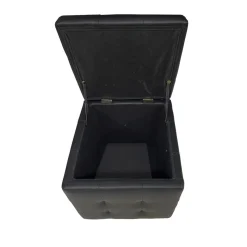 POUFF CONTENITORE CM 44X44 H. 45 IN ECOPELLE NERA: vendita online POUFF CONTENITORE CM 44X44 H. 45 IN ECOPELLE NERA in offerta