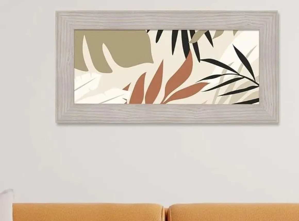 QUADRO LARGE TROPICAL CON CORNICE BOSTON BEIGE 57X28 CM : vendita online QUADRO LARGE TROPICAL CON CORNICE BOSTON BEIGE 57X28 CM in offerta