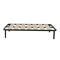 RETE 1 PIAZZA E 1/2 120X190 IN METALLO NERO CON 7 DOGHE