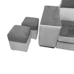 SALOTTO LUCIA CON PENISOLA IN TESSUTO GRIGIO BICOLORE: vendita online SALOTTO LUCIA CON PENISOLA IN TESSUTO GRIGIO BICOLORE in offerta