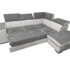 SALOTTO LUCIA CON PENISOLA IN TESSUTO GRIGIO BICOLORE: vendita online SALOTTO LUCIA CON PENISOLA IN TESSUTO GRIGIO BICOLORE in offerta