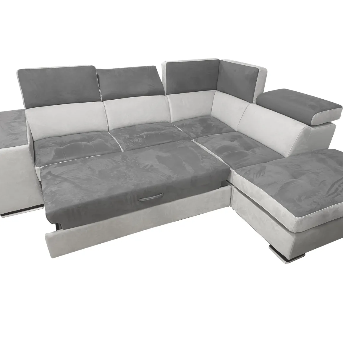 SALOTTO LUCIA CON PENISOLA IN TESSUTO GRIGIO BICOLORE: vendita online SALOTTO LUCIA CON PENISOLA IN TESSUTO GRIGIO BICOLORE in offerta