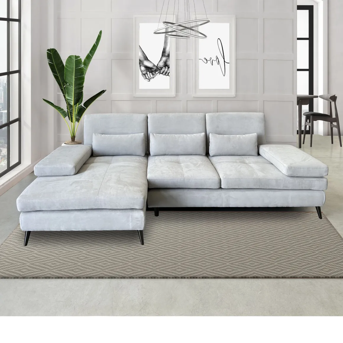 SALOTTO MOD. ELENA CON PENISOLA SX IN TESSUTO GRIGIO: vendita online SALOTTO MOD. ELENA CON PENISOLA SX IN TESSUTO GRIGIO in offerta