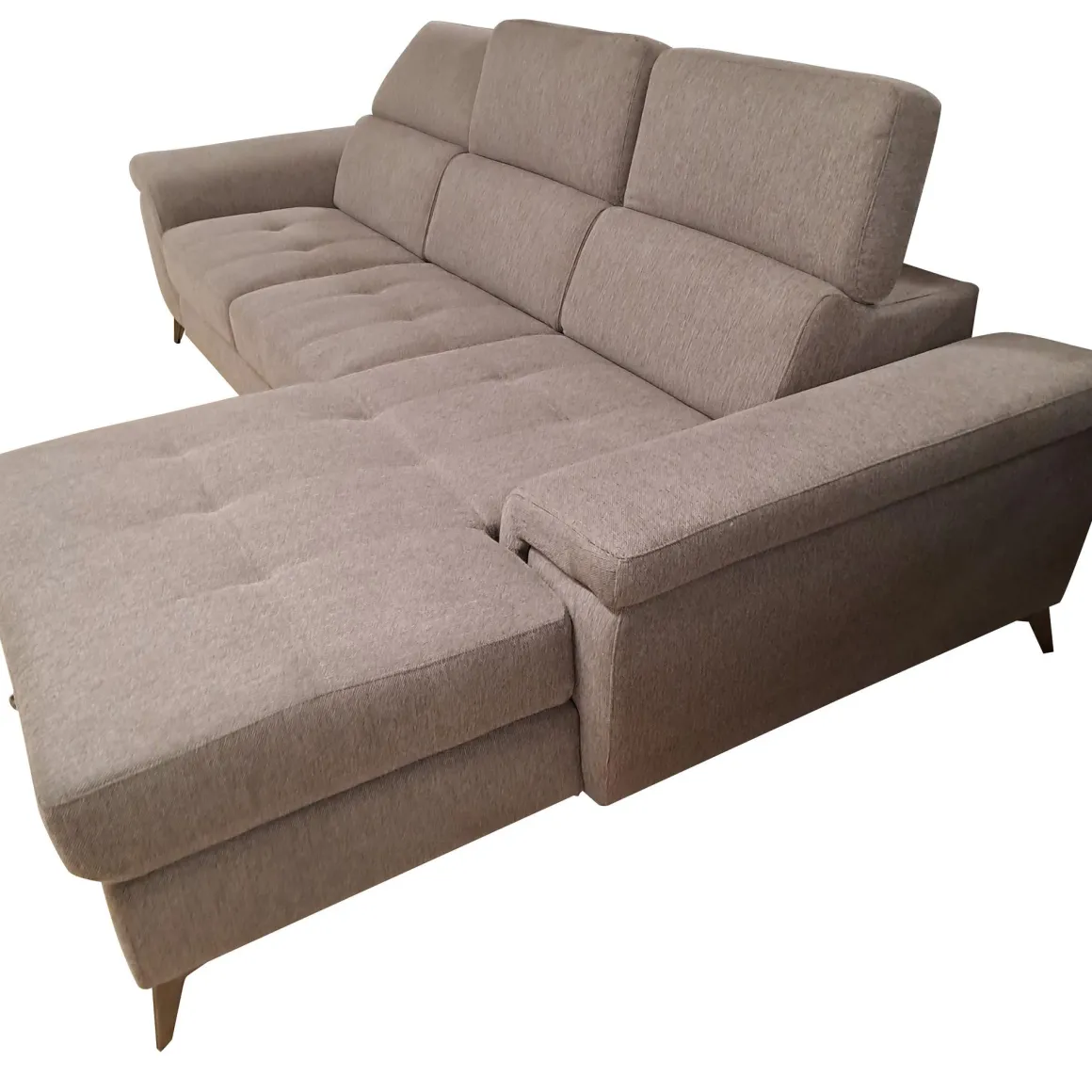 SALOTTO STELLA CHAISE LONGUE DX CON CARRELLO ESTRAIBILE IN TESSUTO TORTORA: vendita online SALOTTO STELLA CHAISE LONGUE DX CON CARRELLO ESTRAIBILE IN TESSUTO TORTORA in offerta