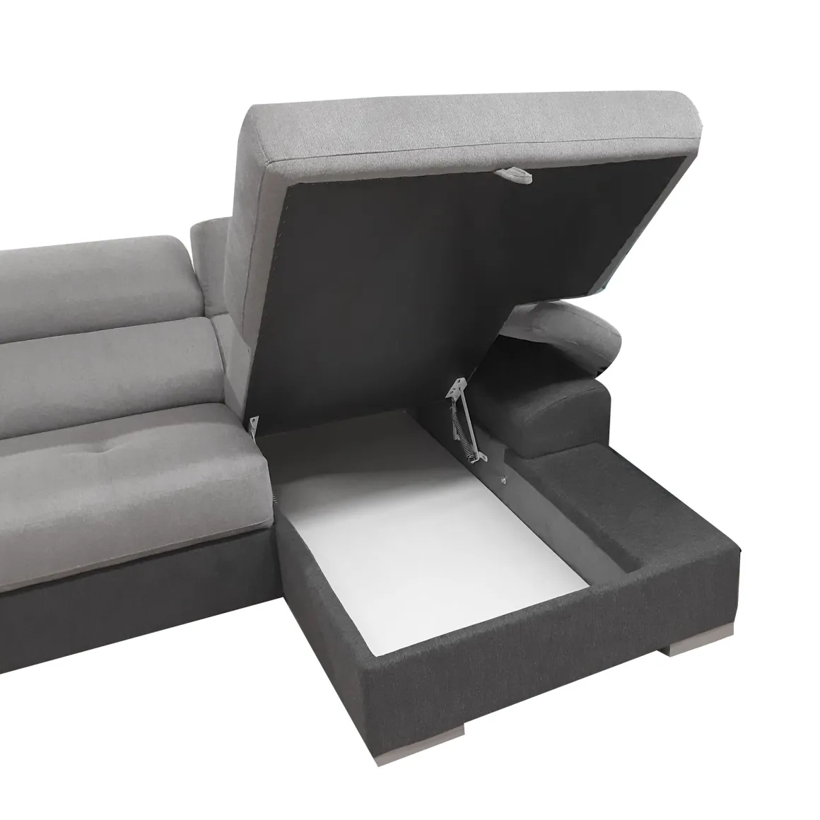 SALOTTO VERONICA CON PENISOLA DX IN TESSUTO GRIGIO BICOLORE: vendita online SALOTTO VERONICA CON PENISOLA DX IN TESSUTO GRIGIO BICOLORE in offerta