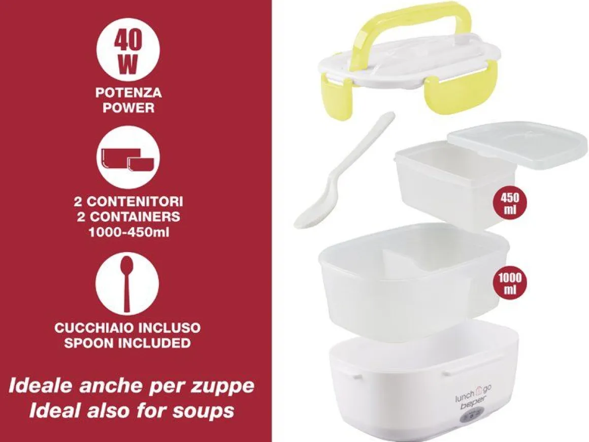 SCALDAVIVANDE PORTATILE 40W 1000ML+450ML GIALLO