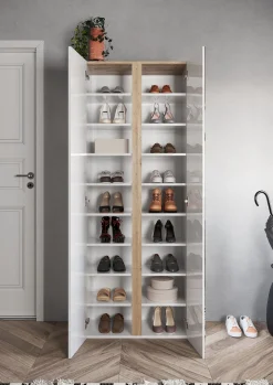 SCARPIERA 2 ANTE MOD. FRAME 70X35 H.185 BIANCO LUCIDO/CADIZ/SPECCHIO: vendita online SCARPIERA 2 ANTE MOD. FRAME 70X35 H.185 BIANCO LUCIDO/CADIZ/SPECCHIO in offerta
