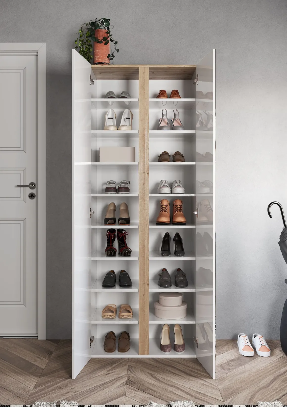 SCARPIERA 2 ANTE MOD. FRAME 70X35 H.185 BIANCO LUCIDO/CADIZ/SPECCHIO: vendita online SCARPIERA 2 ANTE MOD. FRAME 70X35 H.185 BIANCO LUCIDO/CADIZ/SPECCHIO in offerta