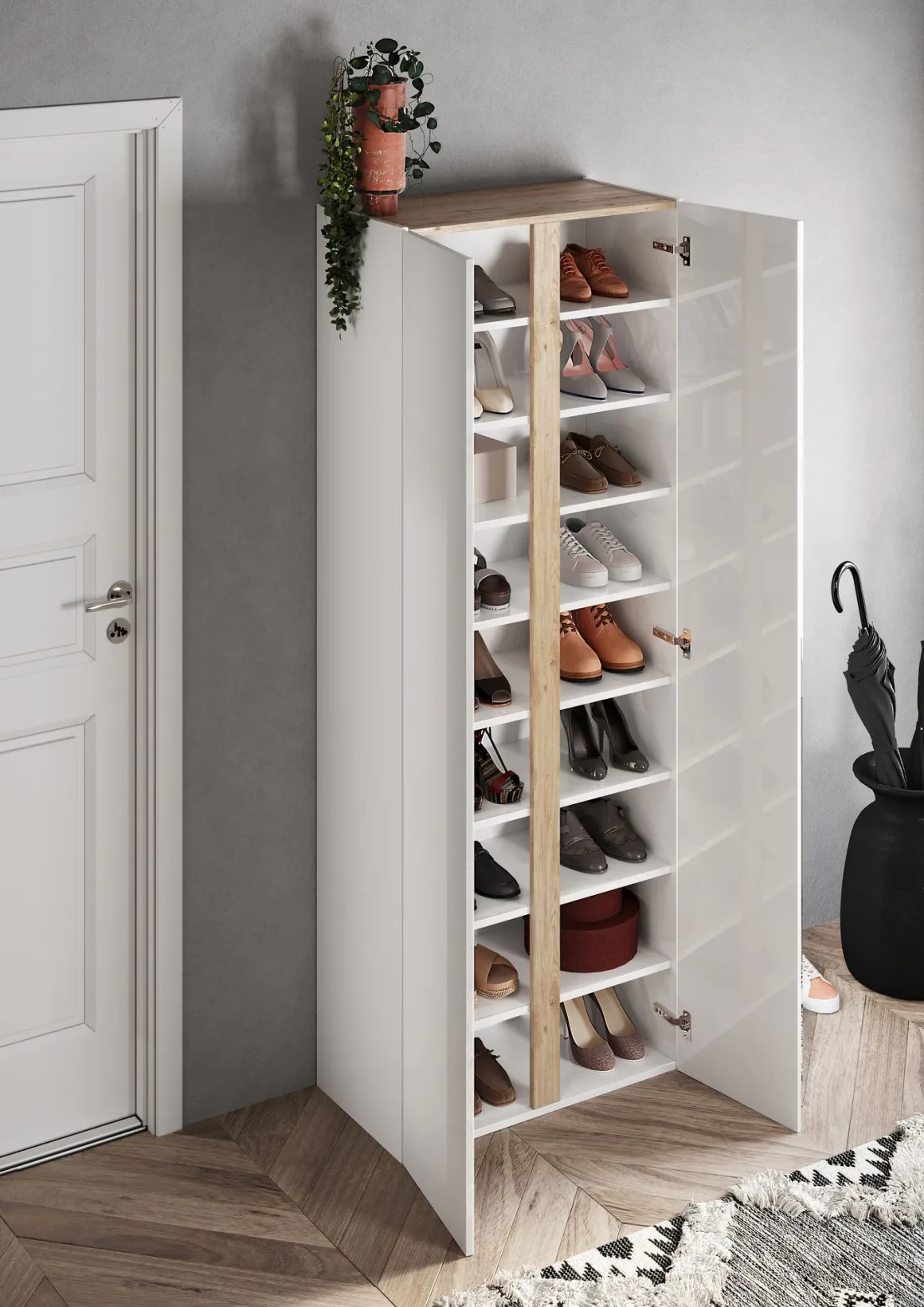 SCARPIERA 2 ANTE MOD. FRAME 70X35 H.185 BIANCO LUCIDO/CADIZ/SPECCHIO: vendita online SCARPIERA 2 ANTE MOD. FRAME 70X35 H.185 BIANCO LUCIDO/CADIZ/SPECCHIO in offerta