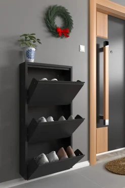 SCARPIERA 3 RIBALTE MOD. CABINET CM 50X15 H. 104 METALLO NERO: vendita online SCARPIERA 3 RIBALTE MOD. CABINET CM 50X15 H. 104 METALLO NERO in offerta