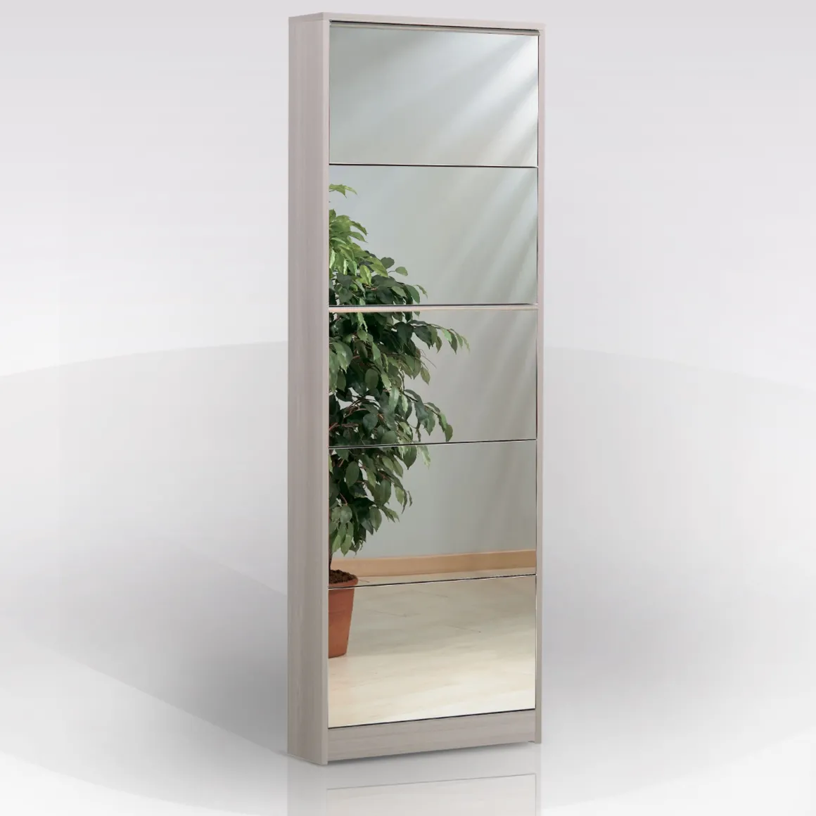 SCARPIERA 5 RIBALTE MOD. MULTIUSO CM 62X18 H. 182 OLMO E SPECCHIO: vendita online SCARPIERA 5 RIBALTE MOD. MULTIUSO CM 62X18 H. 182 OLMO E SPECCHIO in offerta
