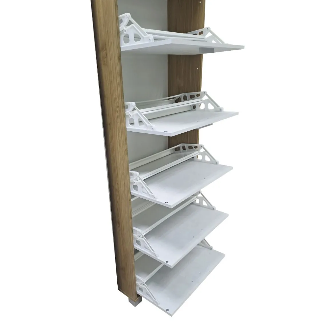 SCARPIERA 5 RIBALTE MOD. QUADRANTE CM 70X29 H.190 NOCE STELVIO E OSSIDO BIANCO: vendita online SCARPIERA 5 RIBALTE MOD. QUADRANTE CM 70X29 H.190 NOCE STELVIO E OSSIDO BIANCO in offerta