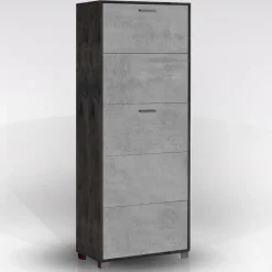 SCARPIERA 5 RIBALTE MOD. QUADRANTE CM 70X29 H.190 OSSIDO NERO E CEMENTO : vendita online SCARPIERA 5 RIBALTE MOD. QUADRANTE CM 70X29 H.190 OSSIDO NERO E CEMENTO in offerta
