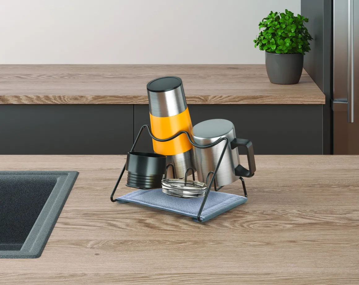 SCOLABOTTIGLIE E TAZZE CON PORTA TAPPI DRYMUG 2 LAVA IN FERRO NERO