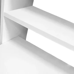Scrivania reversibile con libreria a cinque ripiani in laminato bianco