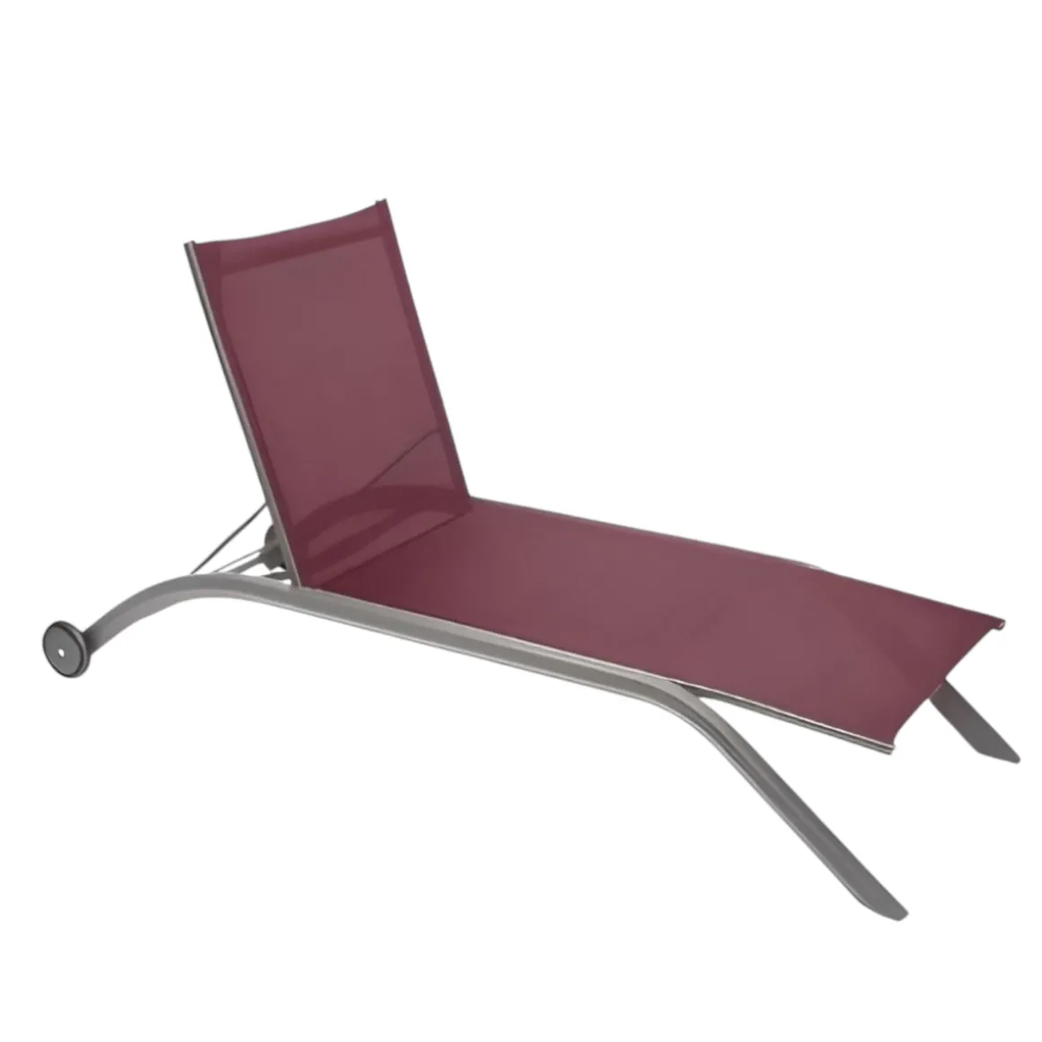 Sdraio in alluminio con tela grigio e bordeaux: modello Milenio