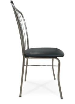 sedia in fusto cromato con sedile grigio