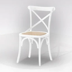 SEDIA LACCATA BIANCA CON FONDELLO IN RATTAN : vendita online SEDIA LACCATA BIANCA CON FONDELLO IN RATTAN in offerta
