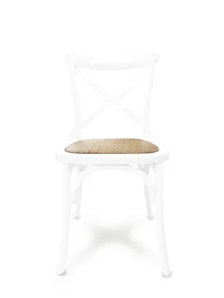 SEDIA LACCATA BIANCA CON FONDELLO IN RATTAN : vendita online SEDIA LACCATA BIANCA CON FONDELLO IN RATTAN in offerta