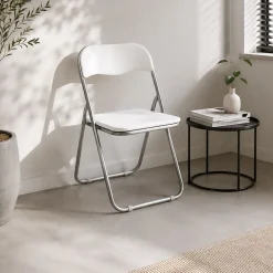 SEDIA PIEGHEVOLE IN METALLO E PVC BIANCO: vendita online SEDIA PIEGHEVOLE IN METALLO E PVC BIANCO in offerta