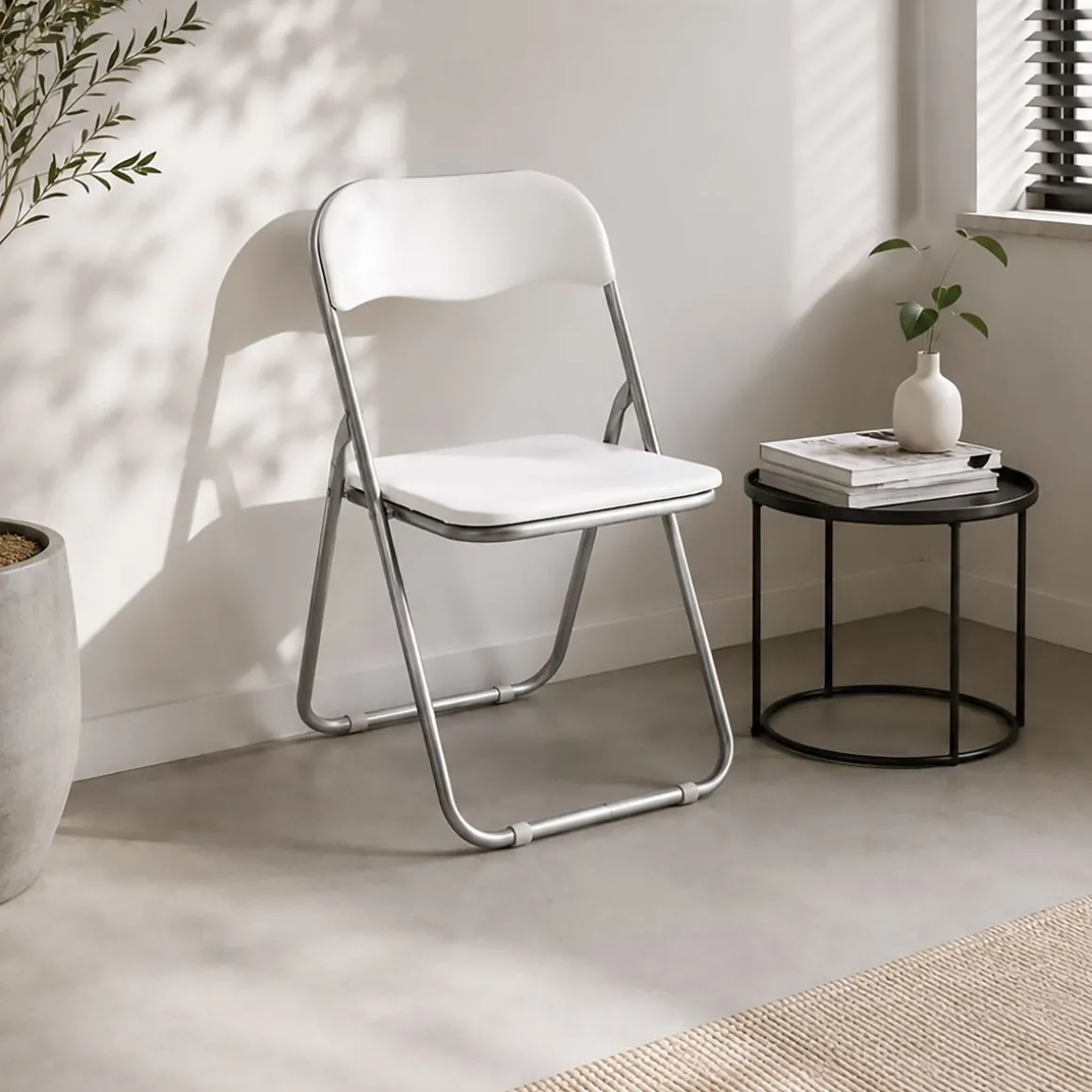 SEDIA PIEGHEVOLE IN METALLO E PVC BIANCO: vendita online SEDIA PIEGHEVOLE IN METALLO E PVC BIANCO in offerta