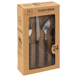 SERVIZIO COMPLETO DA 24 POSATE LINEA INDONESIE GRIGIO