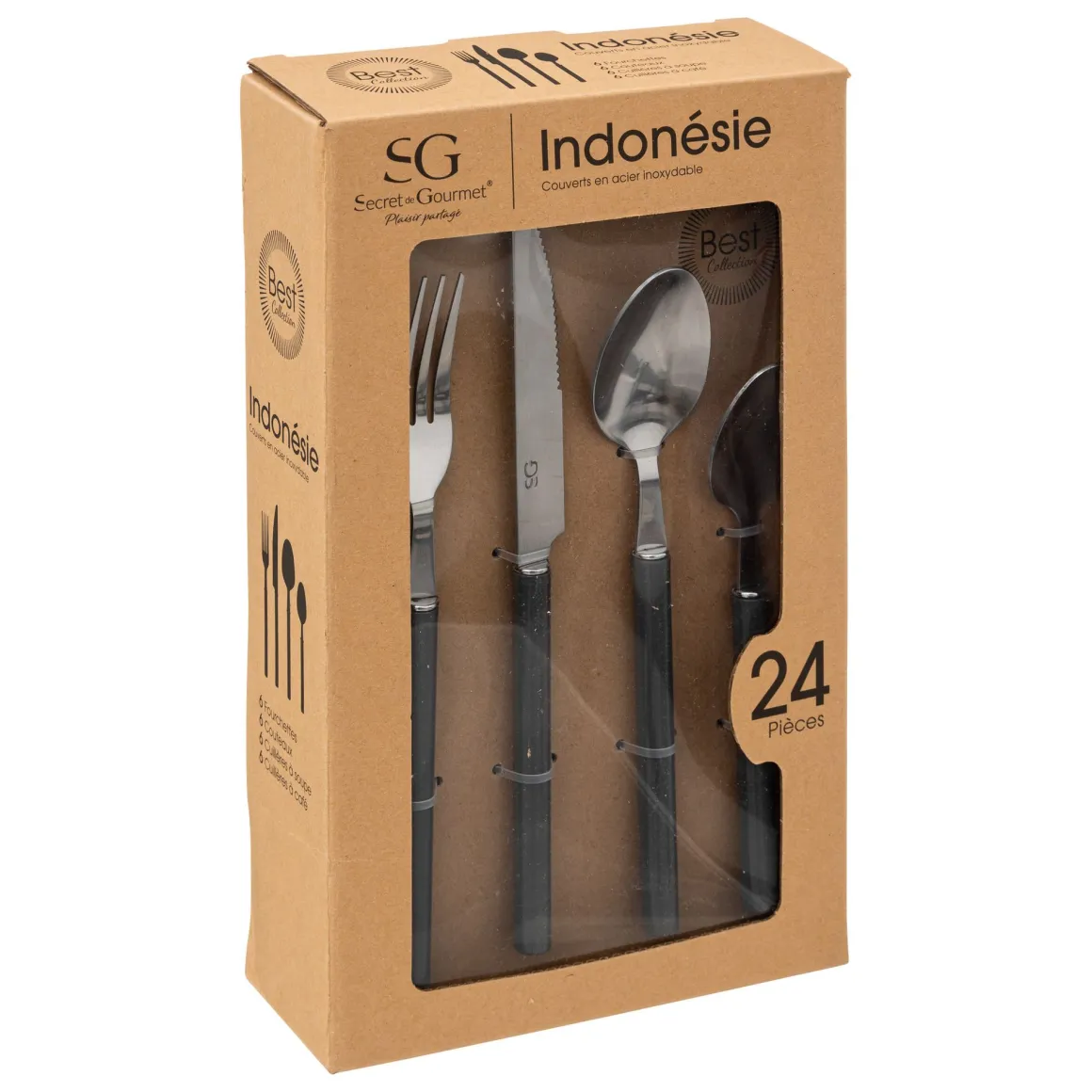 SERVIZIO COMPLETO DA 24 POSATE LINEA INDONESIE GRIGIO