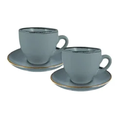 SET 2 TAZZINE CAPPUCCINO CON PIATTO IN PORCELLANA FANGO
