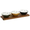 SET APERITIVO FAMILY CORNER 4PZ IN CERAMICA E ACACIA