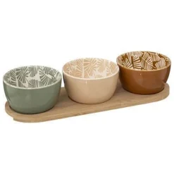 SET APERITIVO RIVI CON VASSOIO IN BAMBOO E 3 CIOTOLE