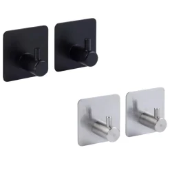 SET 2 APPENDINI ADESIVI STIKY CON GANCIO IN ACCIAIO INOX 4.5X4.5CM ASSORTITO
