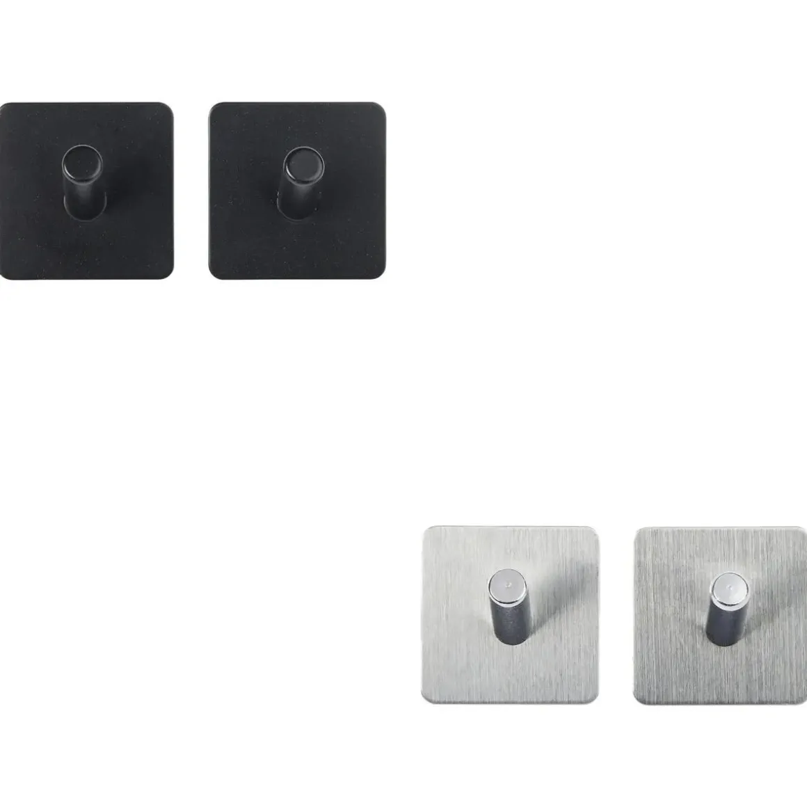 SET 2 APPENDINI ADESIVI STIKY IN ACCIAIO INOX 4.5X4.5CM ASSORTITO