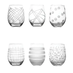 SET 6 BICCHIERI DA ACQUA LINEA MIXO IN VETRO DECORATO 500ML