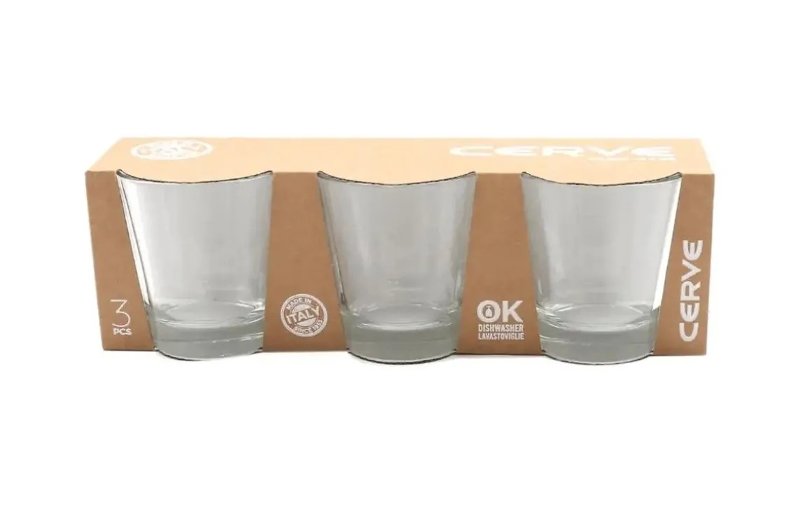 SET 3 BICCHIERI DA ACQUA LINEA NADIA VETRO TRASPARENTE 250ML