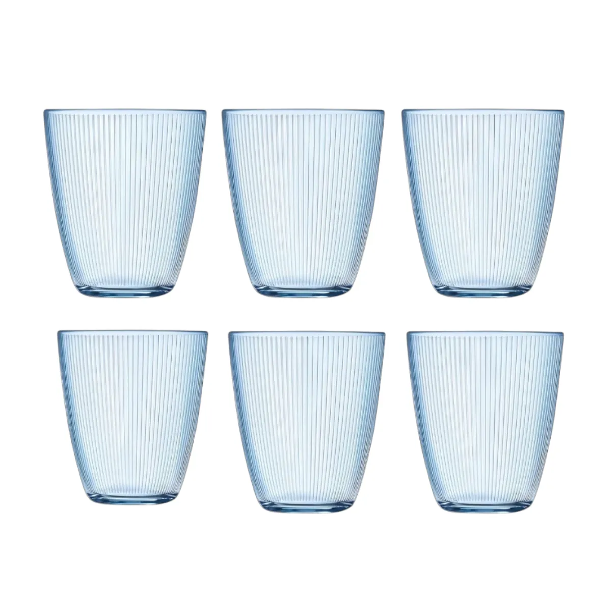 SET 6 BICCHIERI DA ACQUA LINEA STRIPY IN VETRO AZZURRO 31CL