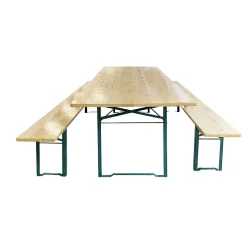 Set Birreria due panche e tavolo in legno naturale 220x80