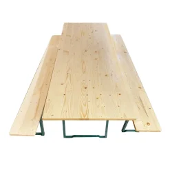 Set Birreria due panche e tavolo in legno naturale 220x80
