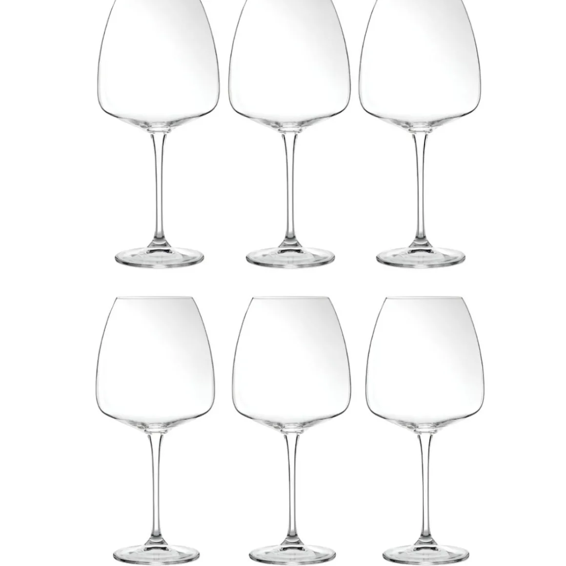 SET 6 CALICI DA VINO IN VETRO TRASPARENTE LINEA ALIZE'E 77CL