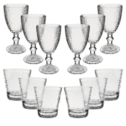 SET 12 CALICI E BICCHIERI D'ACQUA IN VETRO 300ML