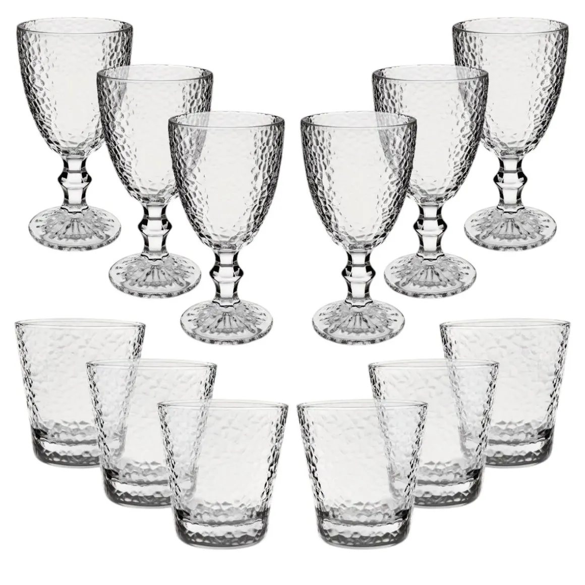 SET 12 CALICI E BICCHIERI D'ACQUA IN VETRO 300ML
