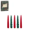 SET 5 CANDELE DA CERA VERDE SCURO/ROSSO D 2.2 H 15CM: vendita online SET 5 CANDELE DA CERA VERDE SCURO/ROSSO D 2.2 H 15CM in offerta