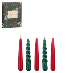 SET 5 CANDELE DA CERA VERDE SCURO/ROSSO D 2.2 H 15CM: vendita online SET 5 CANDELE DA CERA VERDE SCURO/ROSSO D 2.2 H 15CM in offerta